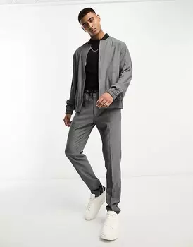 Черные элегантные узкие брюки с фактурой в горошек ASOS DESIGN — часть комплекта
