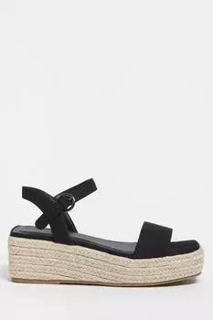 Черные эспадрильи на платформе с квадратным носком и задней частью - Свободный крой Simply Be, черный