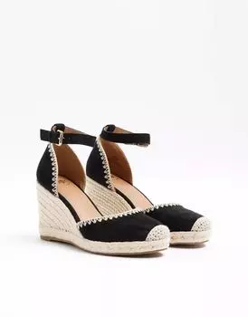 Черные эспадрильи на танкетке River Island Stitch