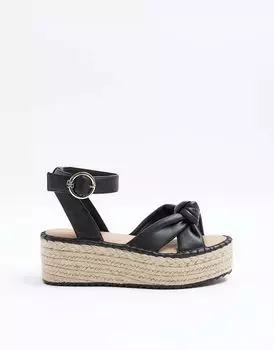 Черные эспадрильи с широкими узлами River Island