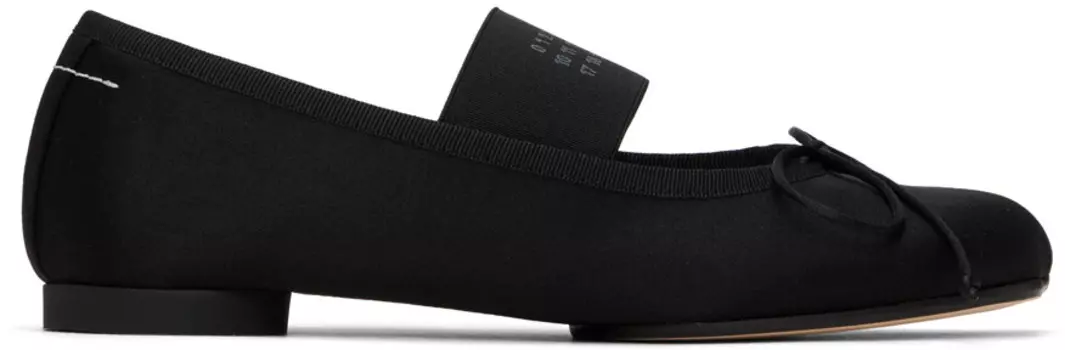 Черные атласные балетки Mm6 Maison Margiela