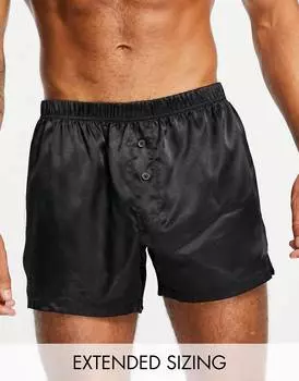 Черные атласные боксеры ASOS DESIGN