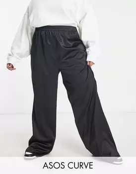 Черные атласные брюки ASOS DESIGN Curve