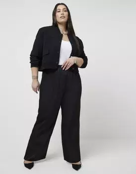 Черные атласные брюки без застежки River Island plus