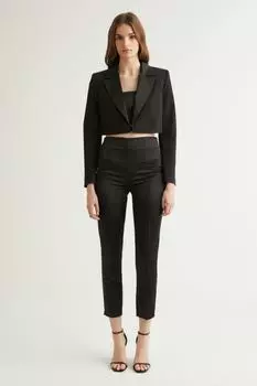 Черные атласные брюки X Dilek Hanif Trendyol, черный