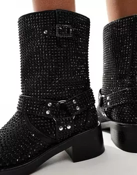 Черные байкерские ботинки с декором Azalea Wang Charity