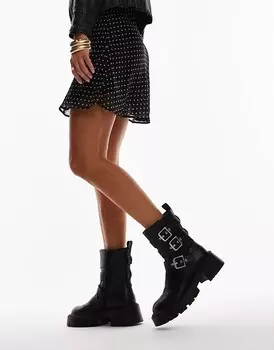 Черные байкерские ботинки Topshop – Luke – на толстой подошве и пряжке