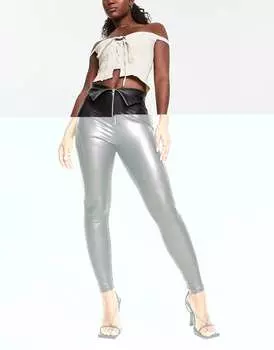 Черные байкерские леггинсы с эффектом кожи ASOS