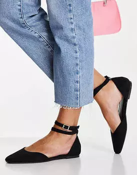 Черные балетки ASOS DESIGN Wide Fit Lift