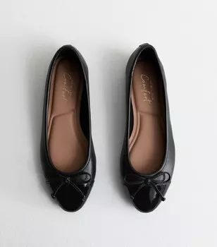 Черные балетки контрастного цвета с имитацией кожи New Look, черный
