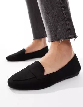 Черные балетки-лоферы ASOS DESIGN Lilie