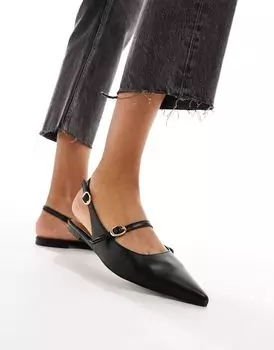 Черные балетки Мэри Джейн с заостренными краями ASOS DESIGN Lucile
