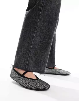 Черные балетки Mary Jane с украшением ASOS DESIGN – Liberate