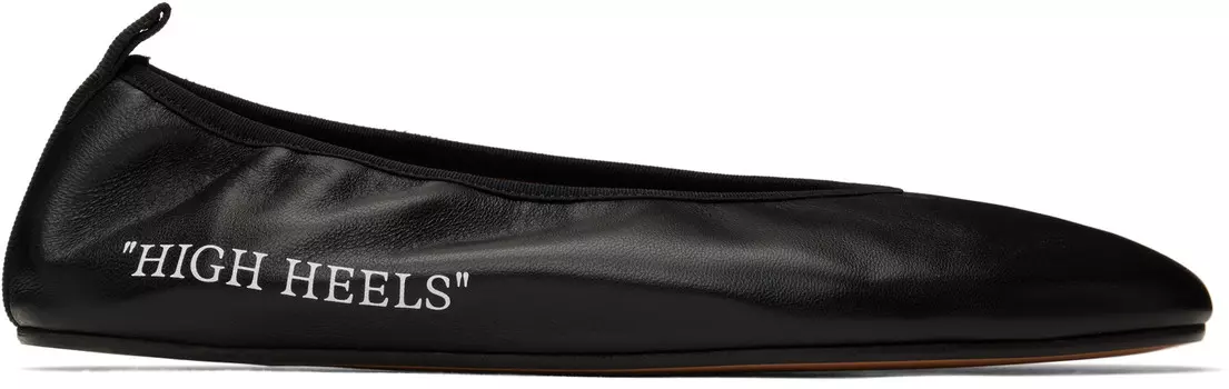 Черные балетки на высоком каблуке Off-White, черный/белый