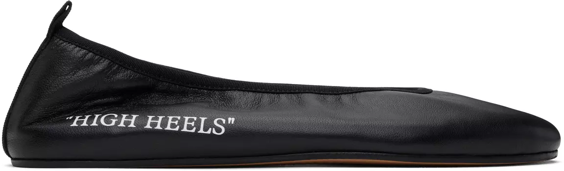 Черные балетки на высоком каблуке Off-White, черный/белый