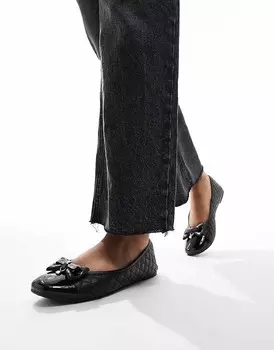 Черные балетки River Island – с бантом