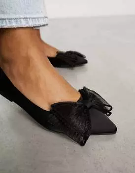 Черные балетки с бантом ASOS Lila