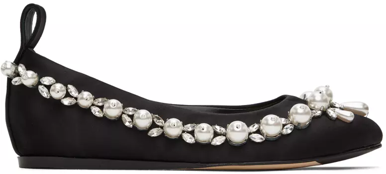 Черные балетки с бусинами Simone Rocha