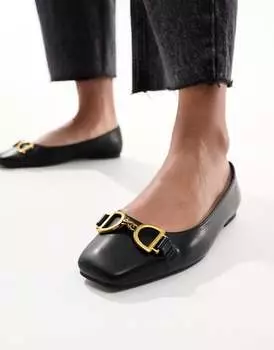 Черные балетки с квадратным носком ASOS DESIGN Leighton