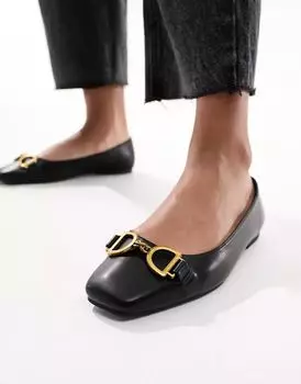 Черные балетки с квадратным носком ASOS Leighton