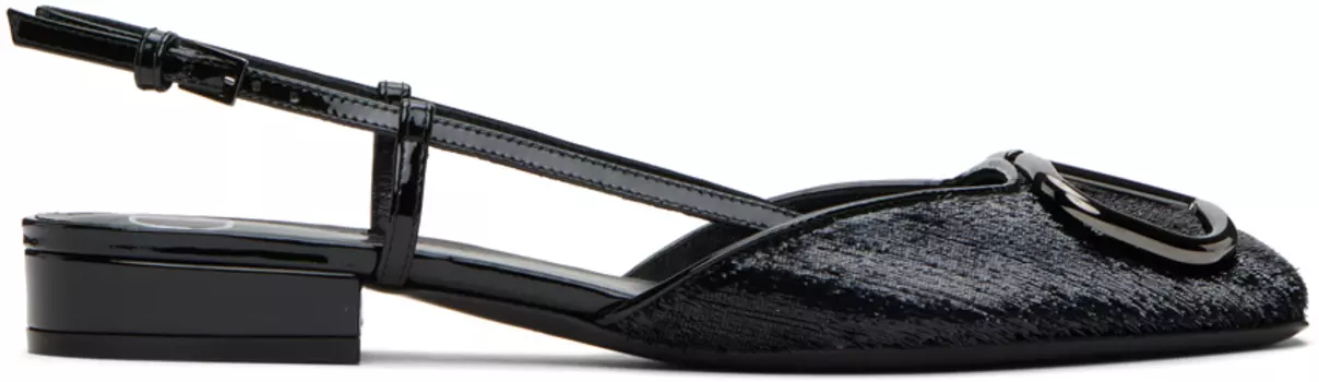 Черные балетки с логотипом и фирменным логотипом Valentino Garavani