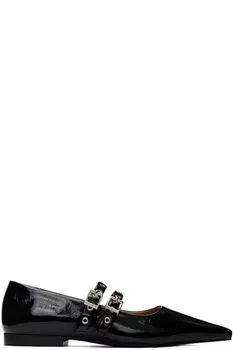 Черные балетки с люверсами GANNI