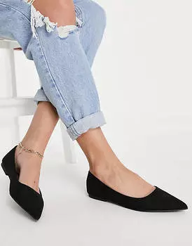 Черные балетки с острым носком ASOS DESIGN Lucky