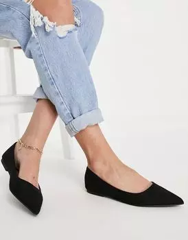 Черные балетки с острым носком ASOS DESIGN Lucky