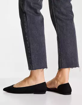 Черные балетки с острым носком ASOS DESIGN Wide Fit Virtue d'orsay