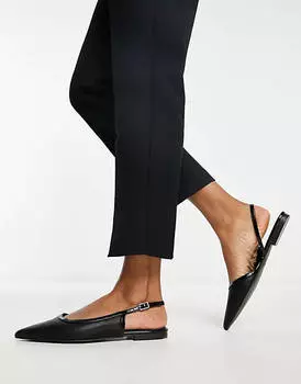 Черные балетки с пяткой на пятке ASOS DESIGN Lane