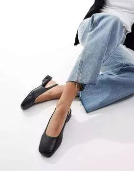 Черные балетки с ремешком на спине ASOS Landon