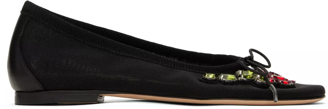 Черные балетки с сеткой и декором Simone Rocha