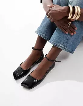Черные балетки с зауженным мыском ASOS DESIGN Lyra