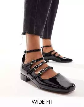 Черные балетки широкого кроя Liberty Mary Jane ASOS DESIGN