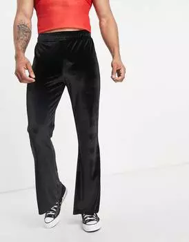 Черные бархатные брюки скинни ASOS DESIGN