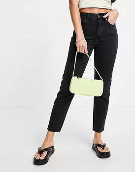 Черные базовые джинсы для мам с завышенной талией Pull&Bear Tall