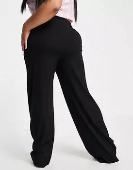 Черные базовые широкие брюки из джерси ASOS DESIGN Curve