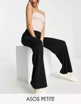 Черные базовые широкие брюки из джерси ASOS DESIGN Petite