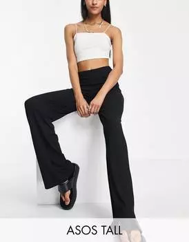 Черные базовые широкие брюки из джерси ASOS DESIGN Tall