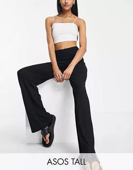Черные базовые широкие брюки из джерси ASOS DESIGN Tall