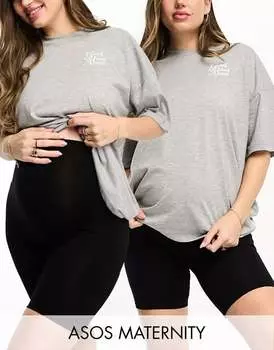 Черные базовые шорты-леггинсы из двух пар ASOS DESIGN Maternity Maternity