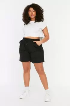 Черные базовые вязаные шорты с карманами и бермудами Trendyol, черный