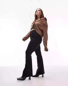 Черные бенгальские брюки-клеш с завышенной талией Topshop Curve