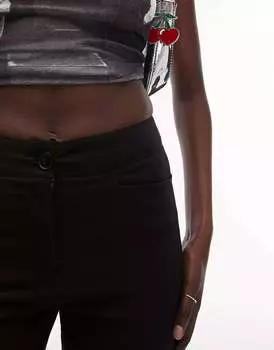 Черные бенгальские расклешенные брюки Topshop Tall с завышенной талией