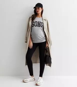 Черные бесшовные леггинсы из джерси для беременных New Look, черный