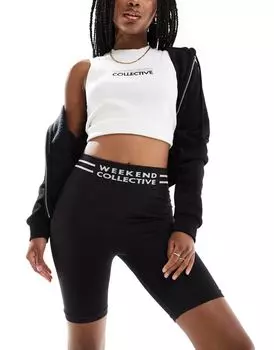 Черные бесшовные леггинсы с логотипом ASOS Weekend Collective