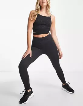 Черные бесшовные леггинсы с завышенной талией 7/8 Puma forknit
