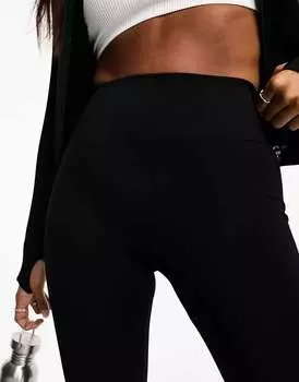 Черные бесшовные леггинсы в рубчик ASOS Petite Icon