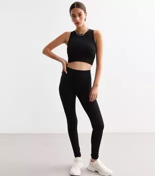 Черные бесшовные леггинсы в рубчик New Look, черный