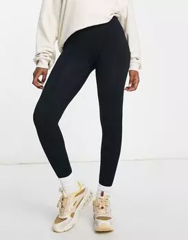 Черные бесшовные леггинсы в рубчик Pull & Bear — часть комплекта Pull&Bear